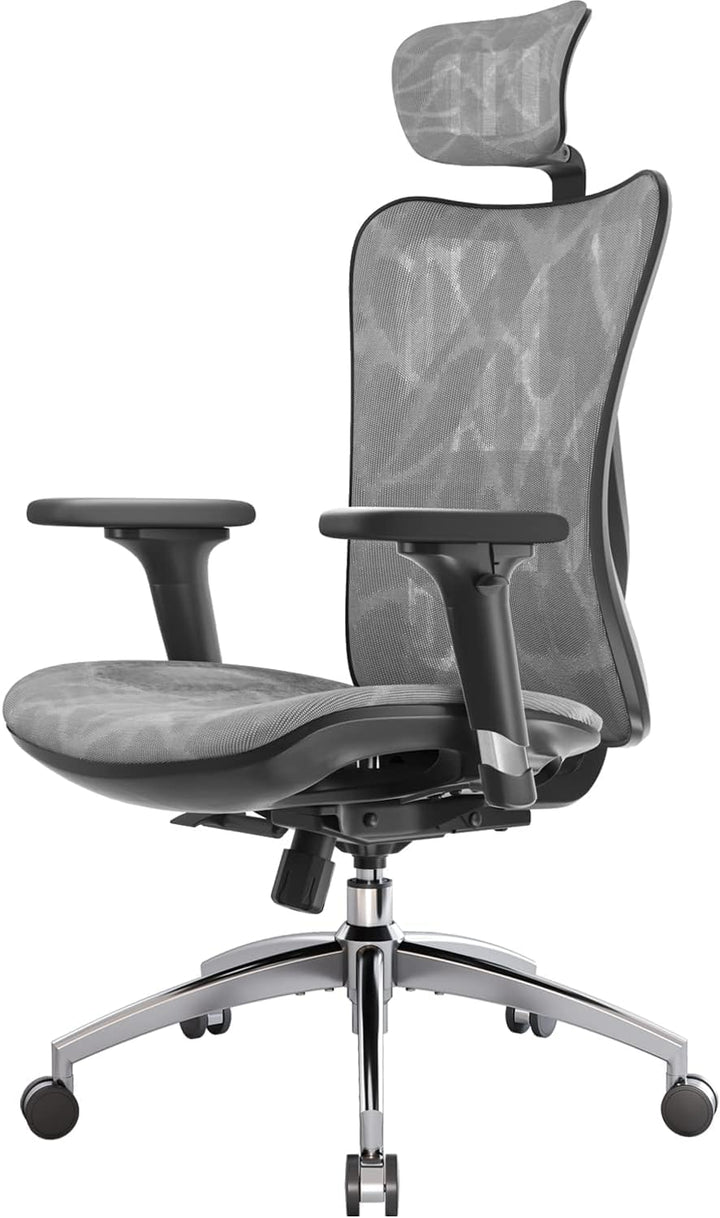 SIHOO Ergonomischer Bürostuhl, Chefsessel mit 3D verstellbare Armlehne und Lendenwirbelstütze, Hautf
