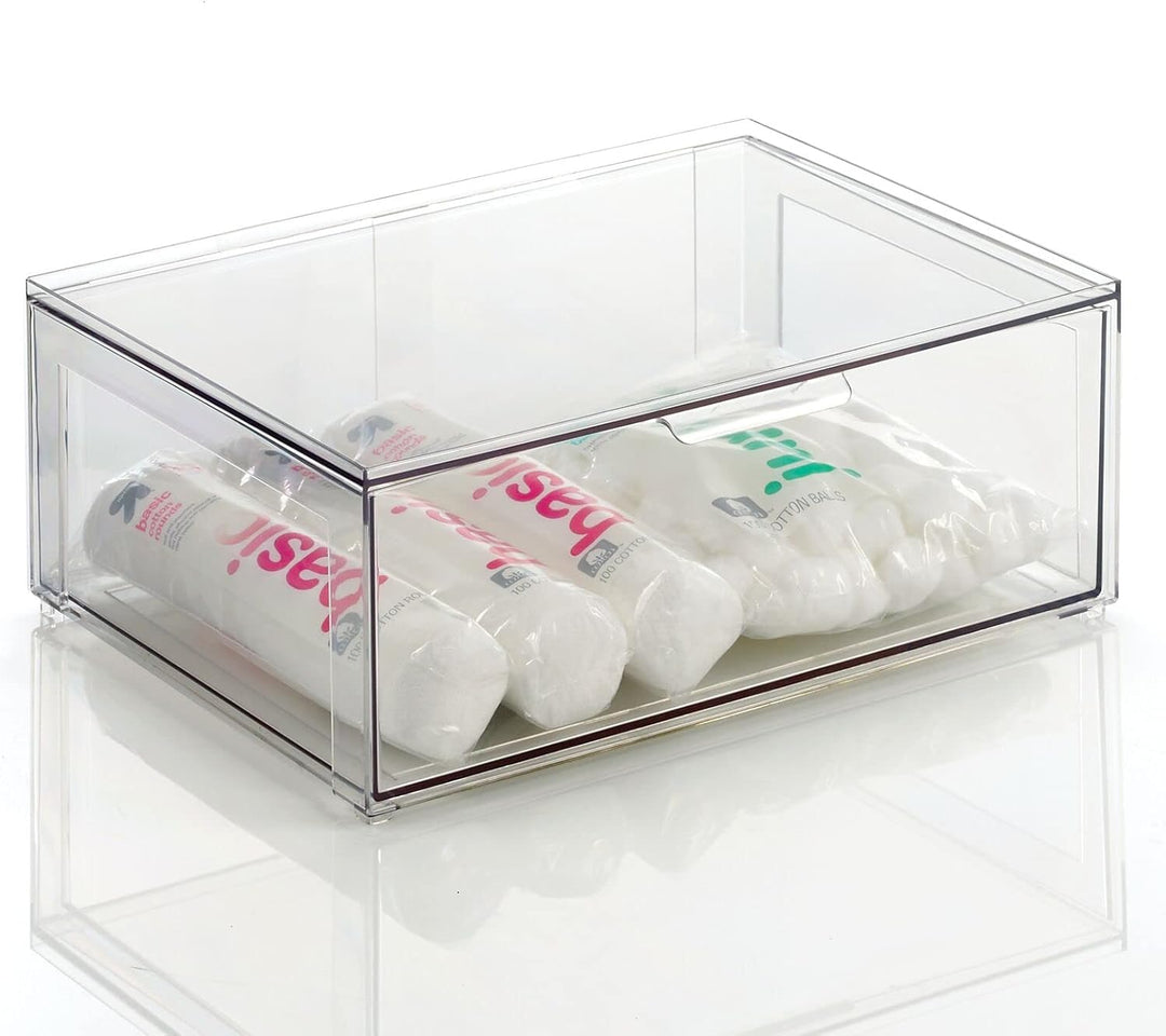 mDesign grosse Aufbewahrungsbox mit Schublade – stabile Schubladenbox aus BPA-freiem Kunststoff zur