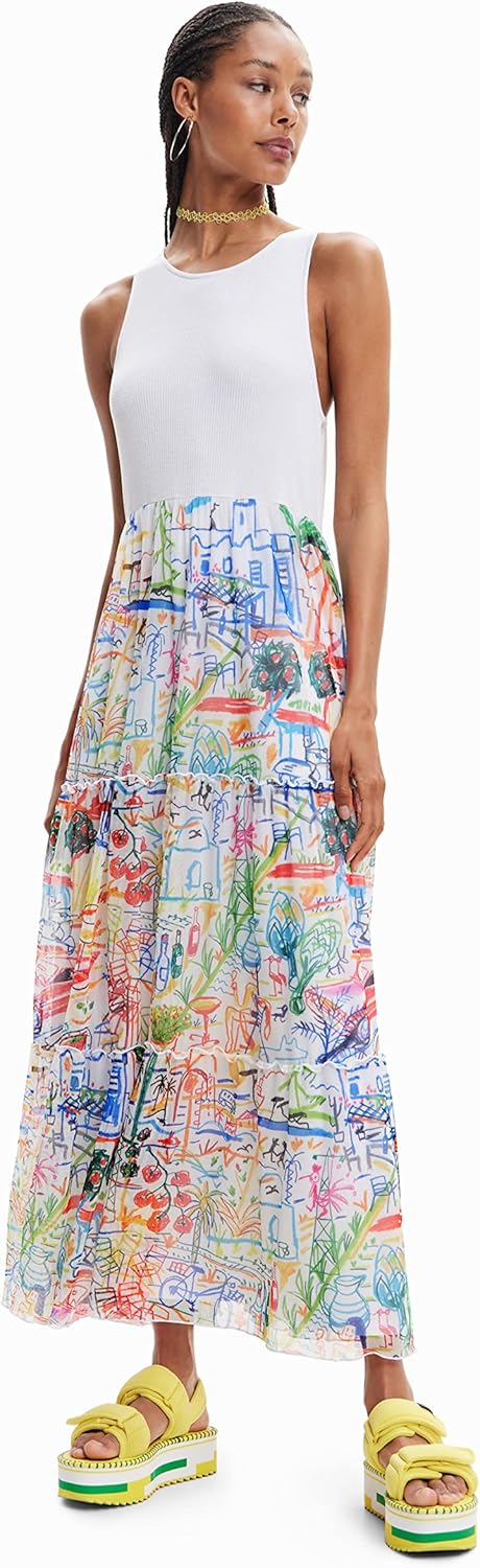 Desigual Damen Dress XL Weiss, XL Weiss