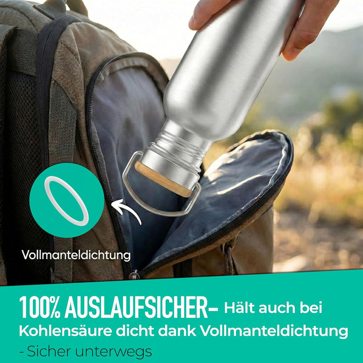 freigeist Trinkflasche Edelstahl 1l einwandig mit Gratis Sportverschluss - Trinkflasche 1l | 750 | 5