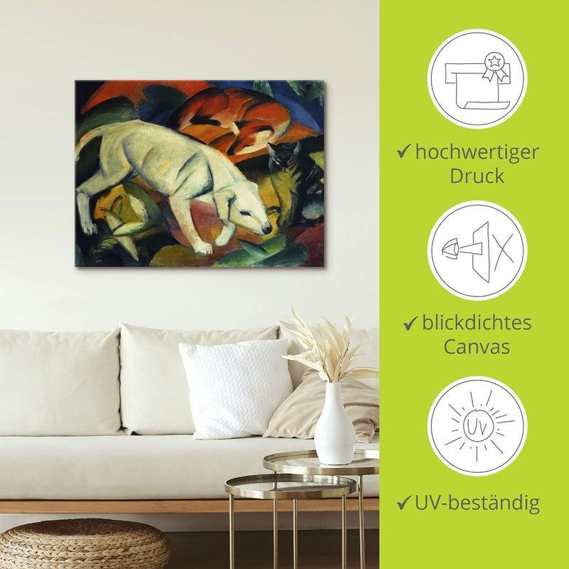 ARTland Leinwandbilder Wandbild Bild auf Leinwand 80x60 cm Wanddeko Abstrakte Kunst Idyll Drei Tiere