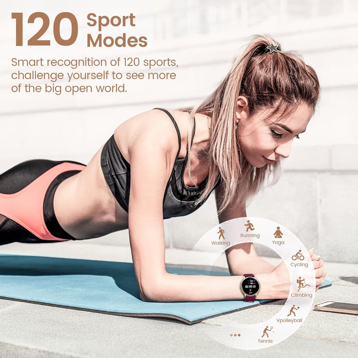 RUXINGX Smartwatch Damen mit Telefonfunktion 1.27" HD Voll Touch Screen, Armbanduhr mit SpO2 Pulsuhr