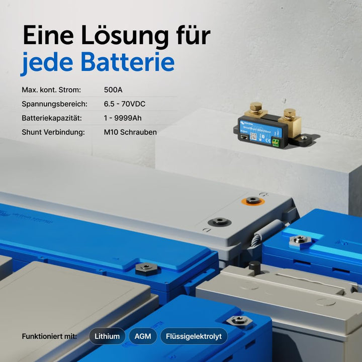 Victron Energy SmartShunt 500 Amp Batteriewächter (Bluetooth) 500A, 500A