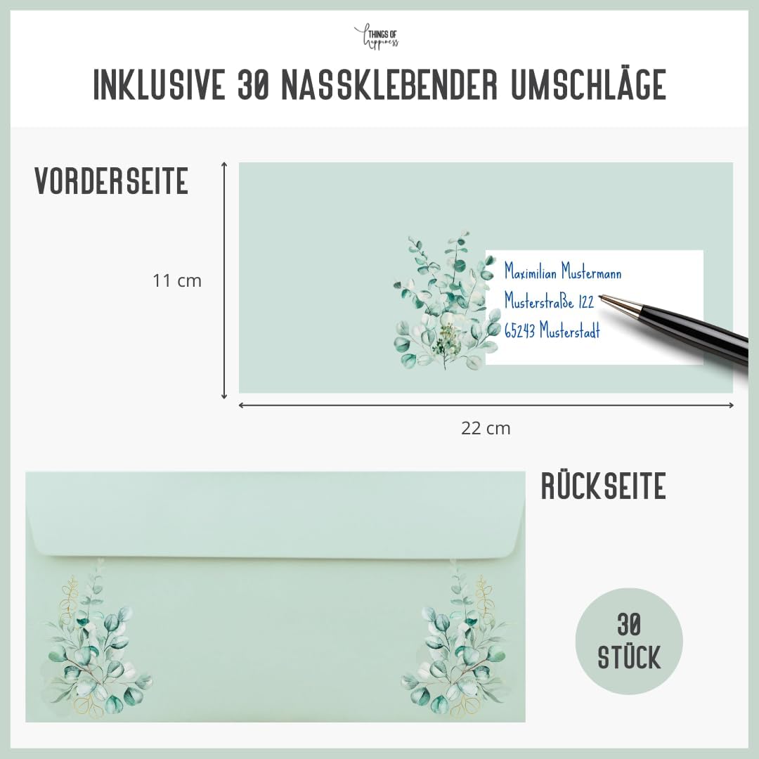 30 Einladungskarten inkl. Umschläge für Hochzeit, Standesamt, Geburtstag, Konfirmation, Kommunion, J