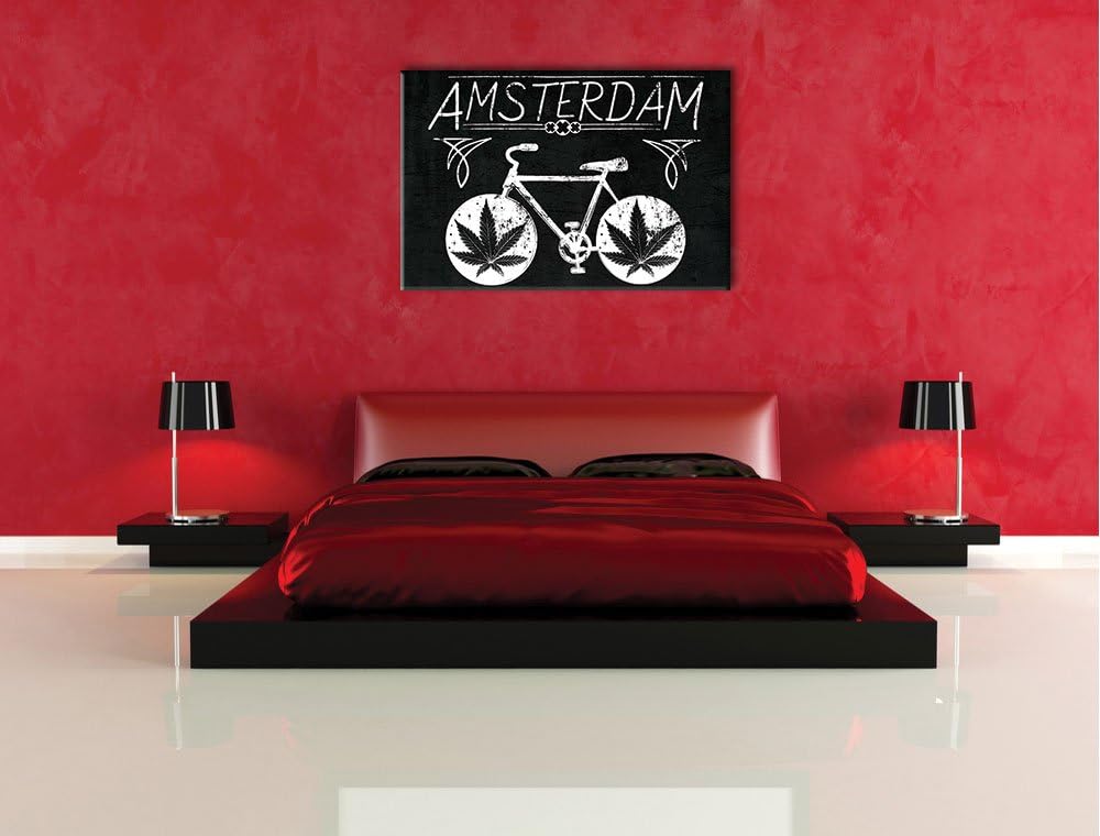 Pixxprint Amsterdam Black Format: 100x70auf Leinwand, XXL riesige Bilder fertig gerahmt mit Keilrahm