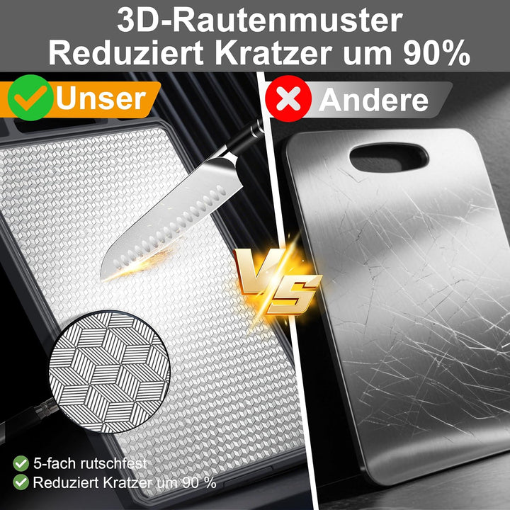 ROTTOGOON Schneidebrett Edelstahl Doppelseitiges Schneidebrett Kunststoff für die Küche 40 cm x 27 c