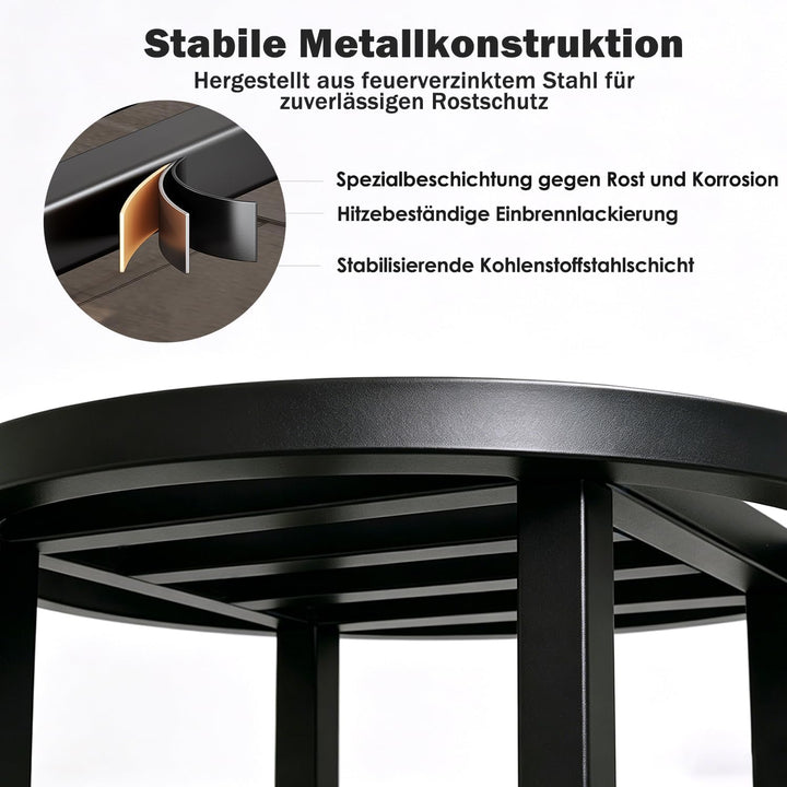 Metall Pflanzenständer Outdoor,33cm rund Schwarz Schwerlast Blumenständer Blumenhocker drinnen draus
