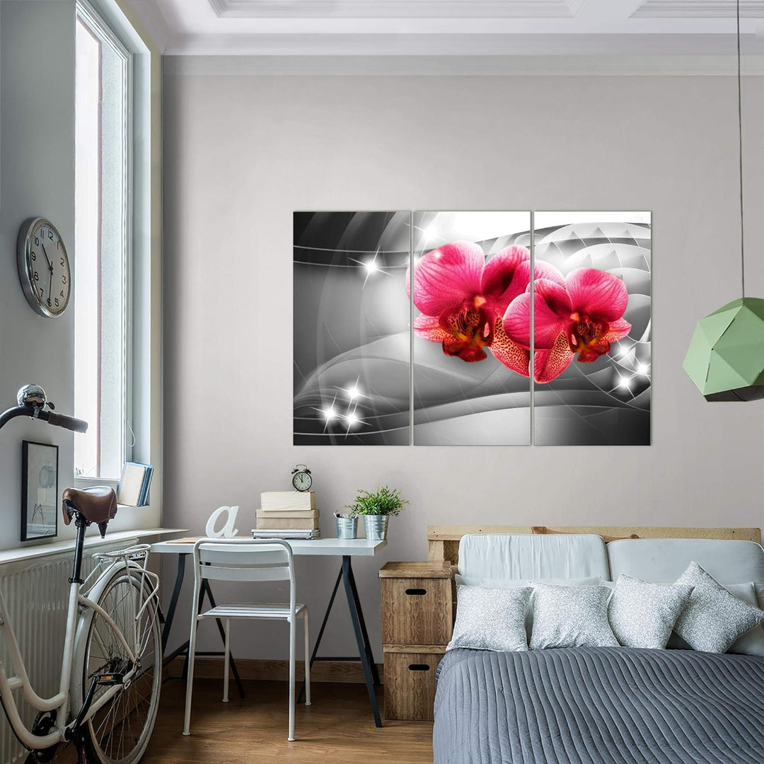 Runa Art Wandbilder Blumen Orchidee Bild XXL Wohnzimmer Schlafzimmer Grau Violett Abstrakt 120 x 80