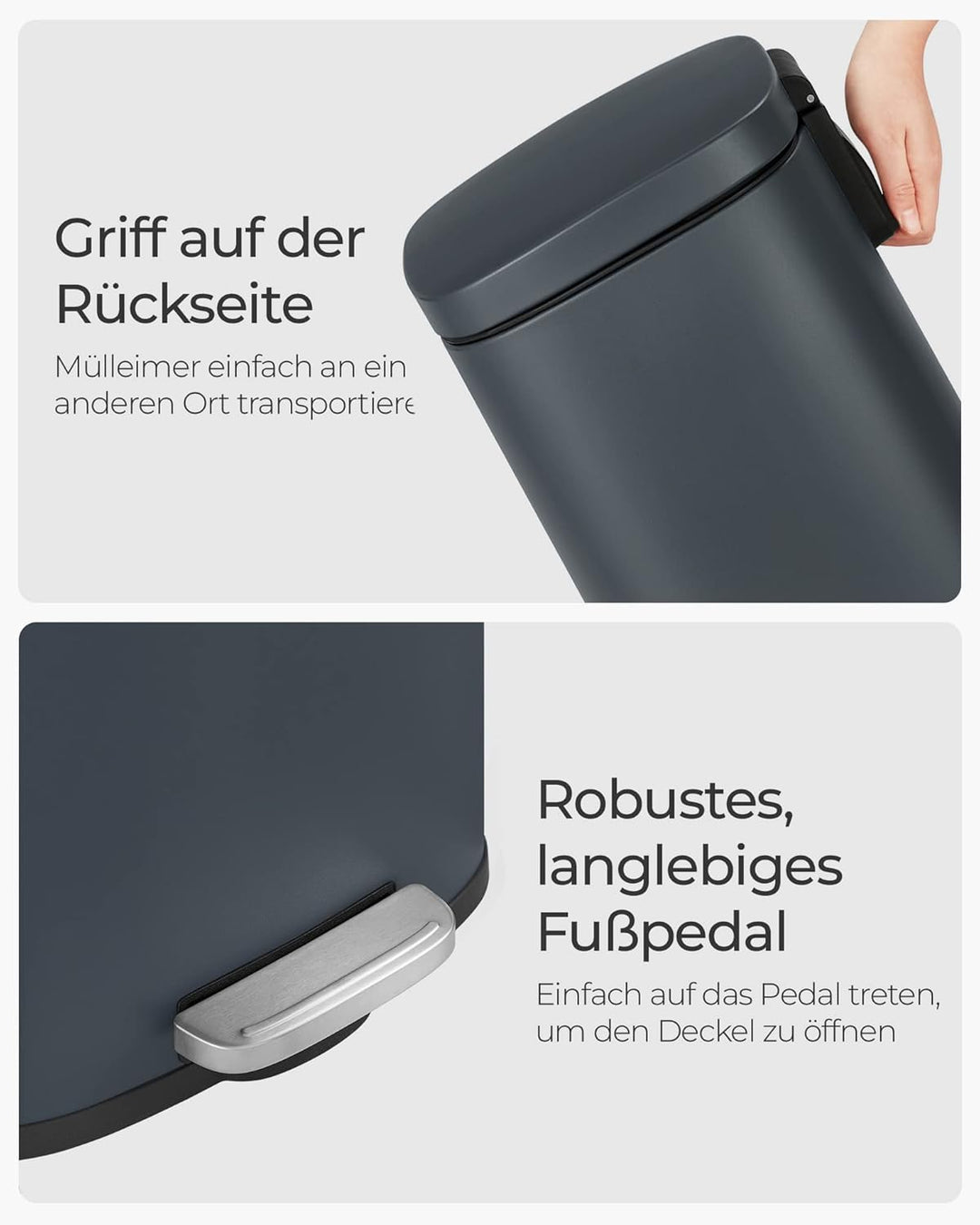 SONGMICS Mülleimer für die Küche, 30 L Abfalleimer mit Pedal, Treteimer mit Inneneimer aus Kunststof
