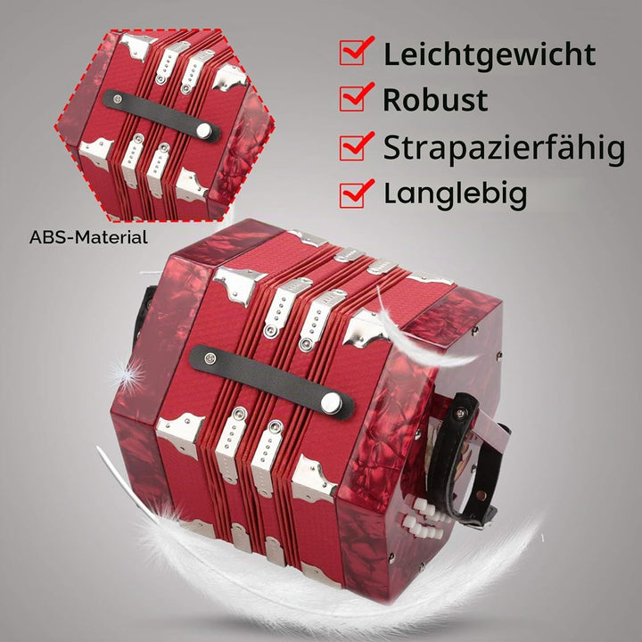 Shipenophy Leicht zu erlernen, Konzertina für Trainingsübungen für Anfänger zu Spielen(Red)