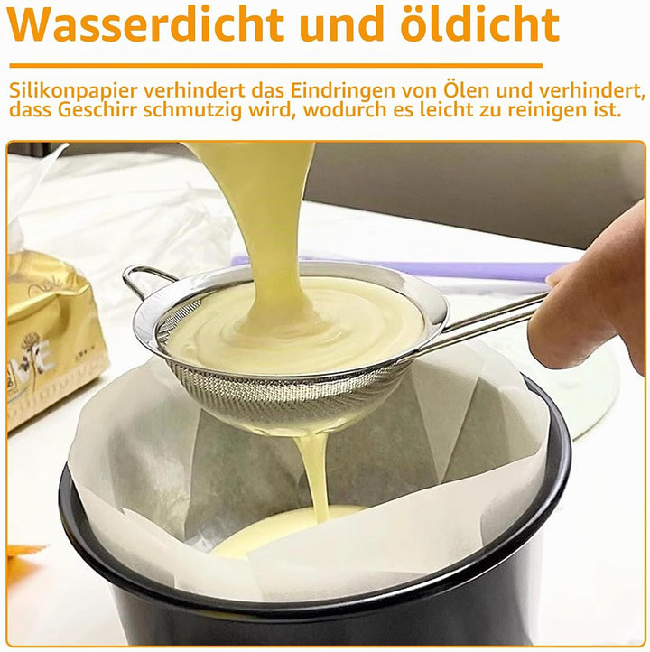 AKOLAFE 2 Rollen Backpapier Zuschinitte 50m x 10cm Wiederverwendbar Baking Paper Zuschnitte Silikon