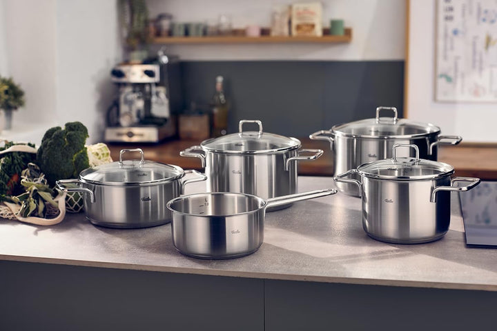 Fissler SatiTherm Edelstahl-Topfset 5-teilig – Made in Germany, satiniertes 18/10 Edelstahl, Glasdec