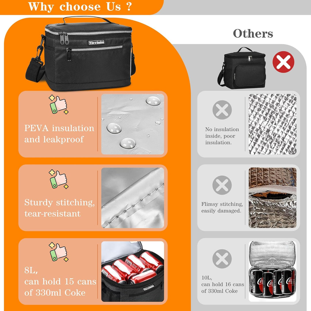 Kato Tirrinia Lunchtasche Isoliert für Männer, Essenstasche Kühltasche Picknicktasche mit Verstellba
