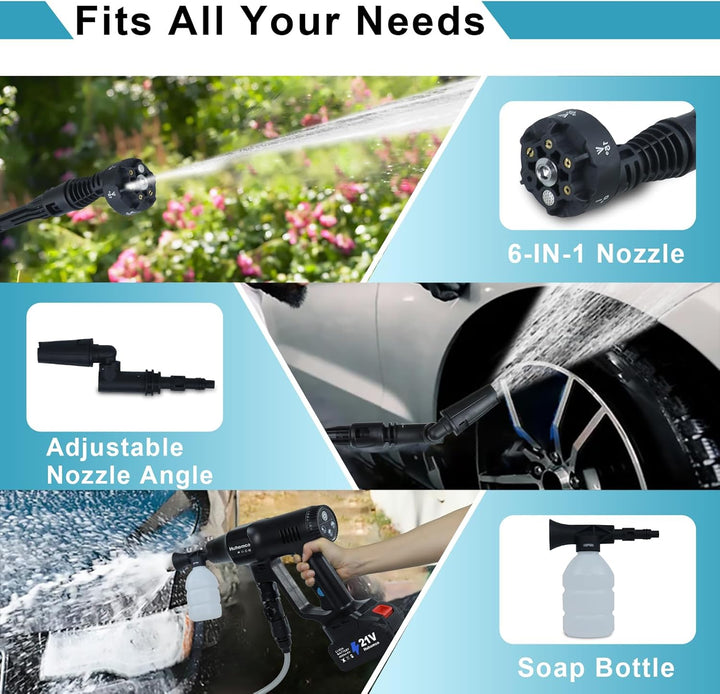 Akku Hochdruckreiniger mit 2 Akku 4.0Ah, 3-Gang-Modus Max 200Bar, Hydroplast Pressure Washer Druckre