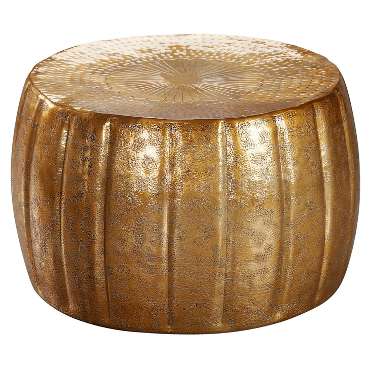 FineBuy Couchtisch 60 x 60 x 36 cm Aluminium Beistelltisch orientalisch rund, Flacher Sofatisch Meta