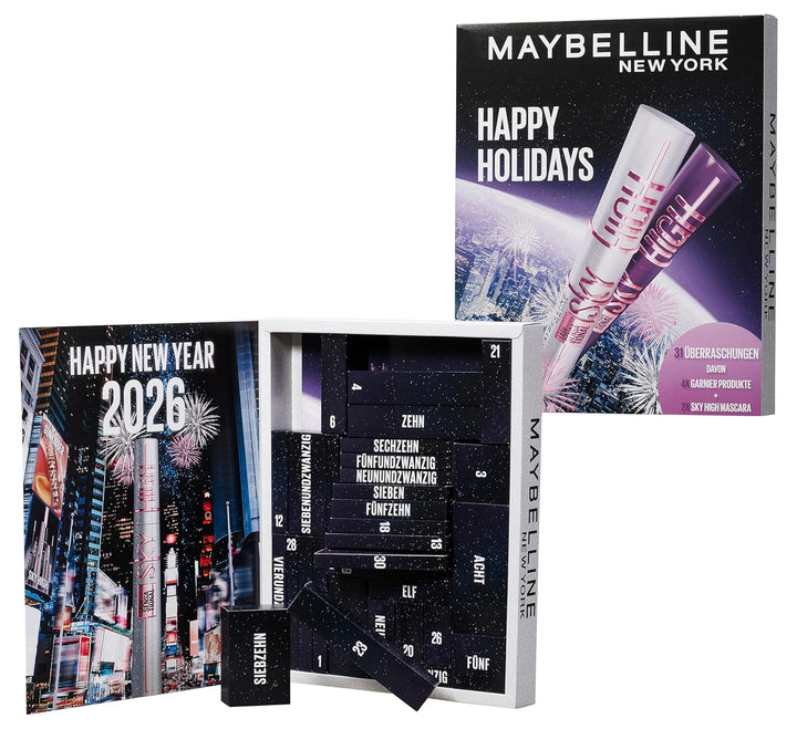 Maybelline New York Adventskalender 2025, Mit 31 Türchen für den gesamten Dezember, 26 Originalprodu