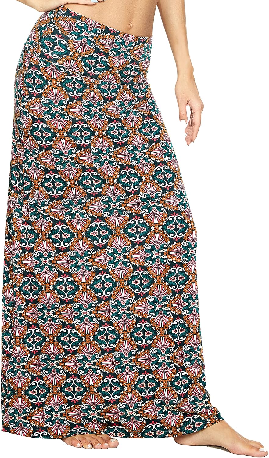 Damen Boho Lang Rock Weicher Dehnbarer Maxirock L 11, L 11