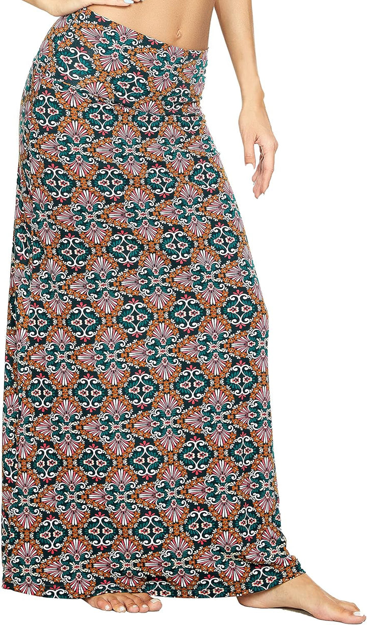 Damen Boho Lang Rock Weicher Dehnbarer Maxirock L 11, L 11