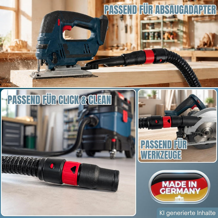 kompatibel mit Bosch Click and Clean Werkzeugmuffe Staubsauger Adapter für Schlauch Professional Uni