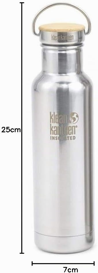 Klean Kanteen Edelstahlflasche mit Stainless Unibody Bamboo Cap Reflect Mirrored Stainless, Mirrored