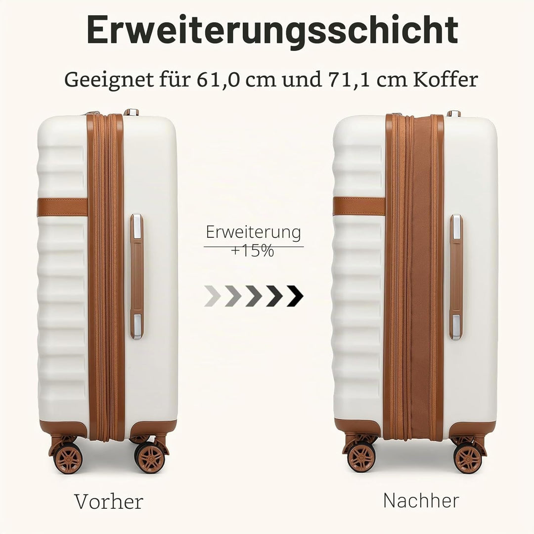 KONO Koffer Trolley Kofferset 3 Teilig Reisekoffer von ABS+PC Hartschalenkoffer mit 4 Rollen TSA Sch