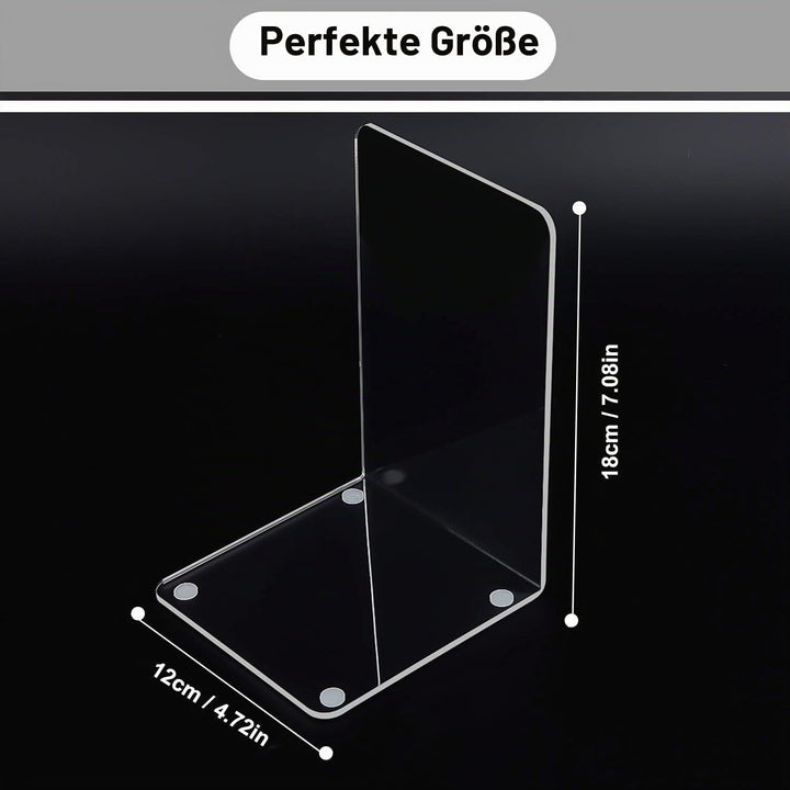Buchstütze, MerryNine Acryl Transparente Buchstützen mit Rutschfester Auflage für Bücherregal Büro S
