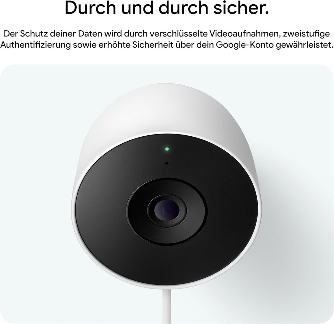 Google Nest Cam (Outdoor, mit Kabel, 2. Generation) – Sicherheitskamera für den Aussenbereich mit 2K