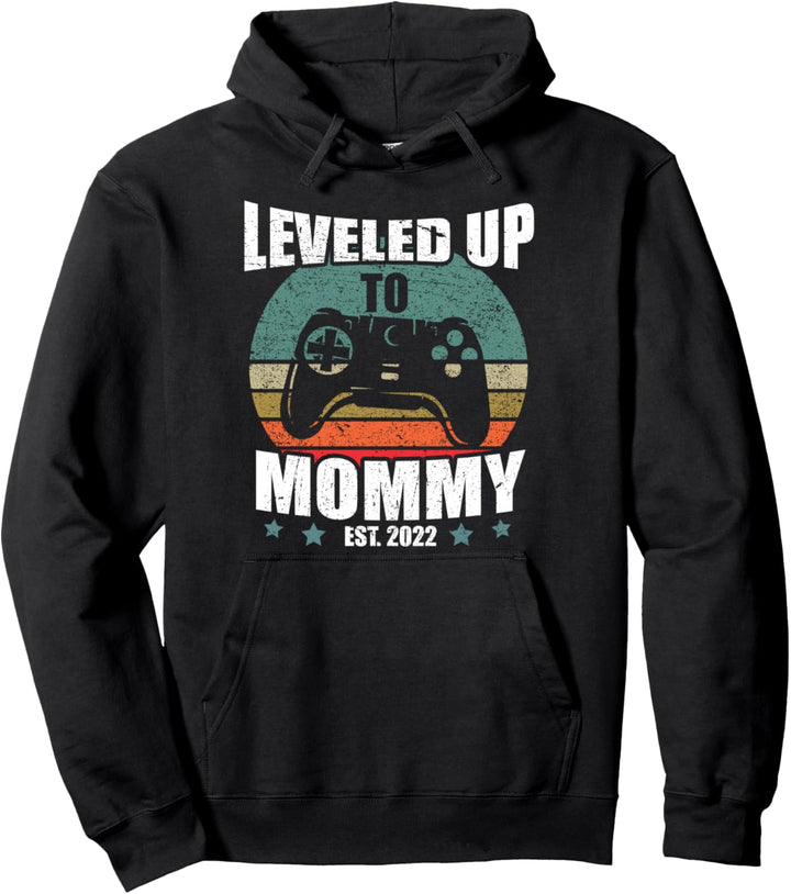Lustiges Ich Werde Mama Geschenk Leveled Up To Mommy 2022 Pullover Hoodie