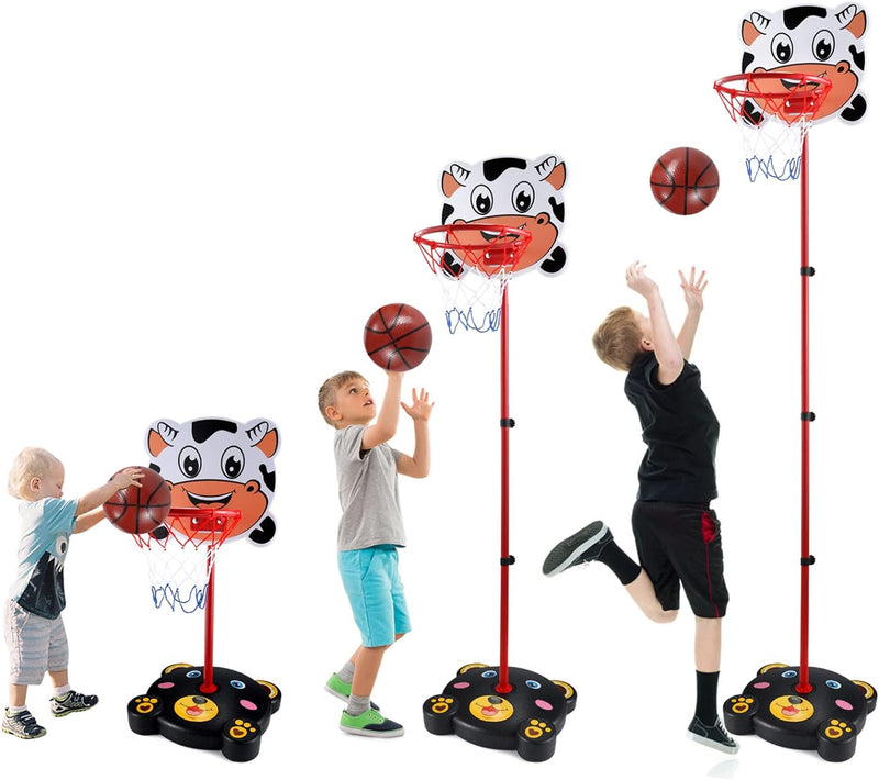 PELLOR 170cm Einstellbare Basketballständer,Basketballkorb mit Board Stand Hoop Set mit Netz und Bal