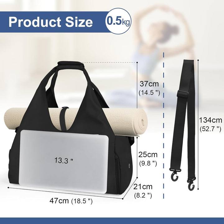 KYYLZ Sporttasche Damen Yogatasche Gross,Sporttasche Reisetasche mit Schuhfach,Wasserdicht Tragetasc
