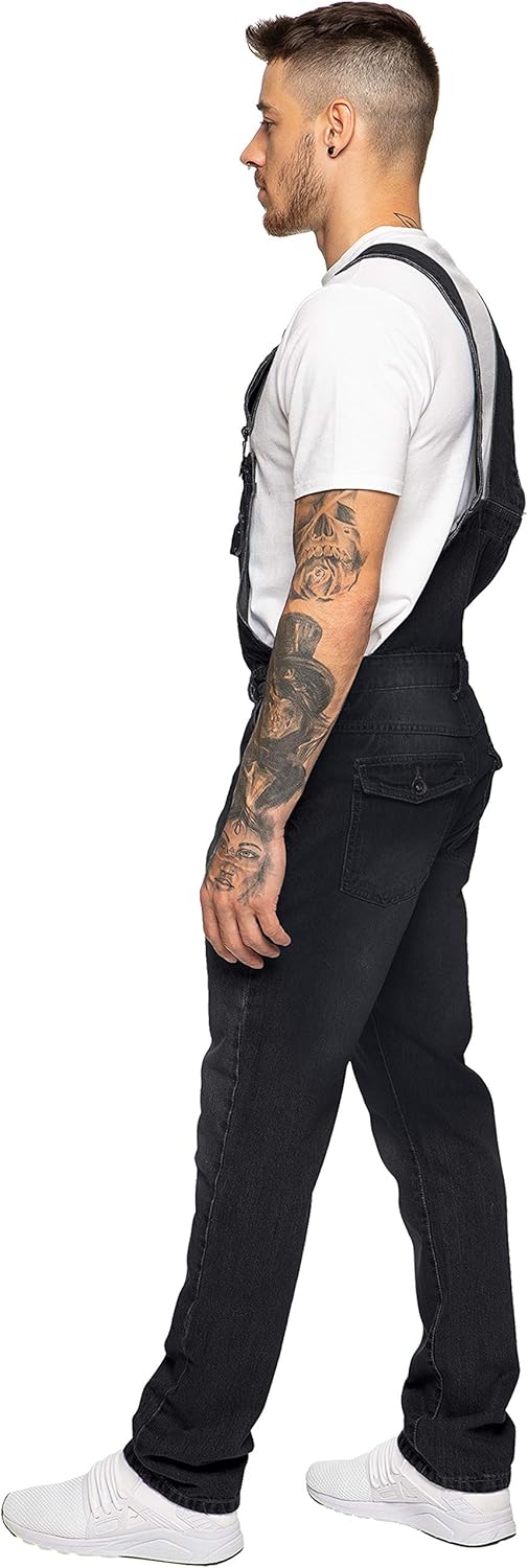 989Zé ENZO Latzhose für Herren, Jeansblau, Arbeitsmode, Latzhose, lässiger Overall, Jeans, Taillengr