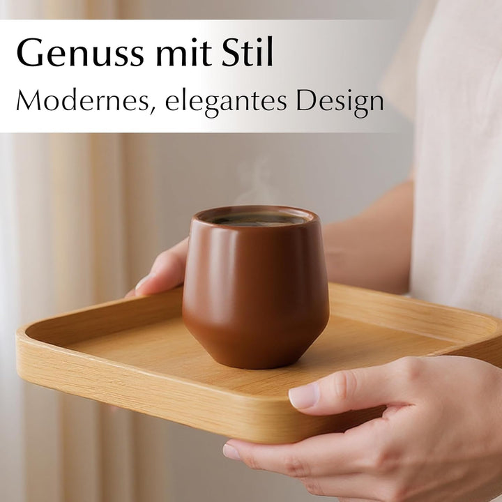 MIAMIO - Espressotassen 4er Set ohne Henkel (90 ml), Keramik Espresso Tassen dickwandig, Moderne Ste
