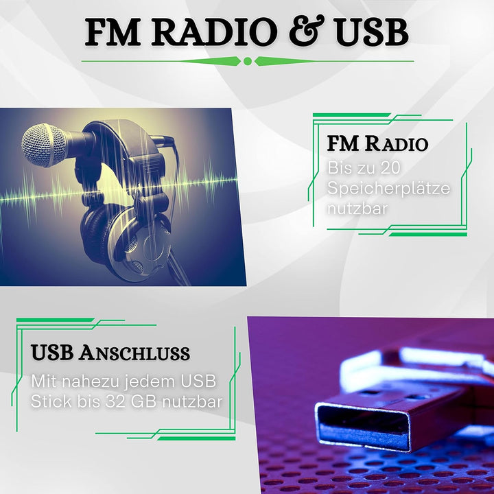 Tragbare Boombox | CD/CD-R | USB | FM Radio Player | AUX-Eingang | Kopfhöreranschluss | Kinderradio
