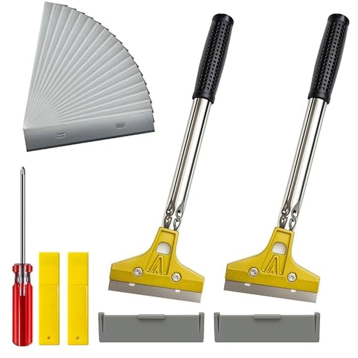 Tapetenentferner Set, 2 Stück Tapetenschaber mit 20 Ersatzklingen, Fensterschaber mit Gummigriff und
