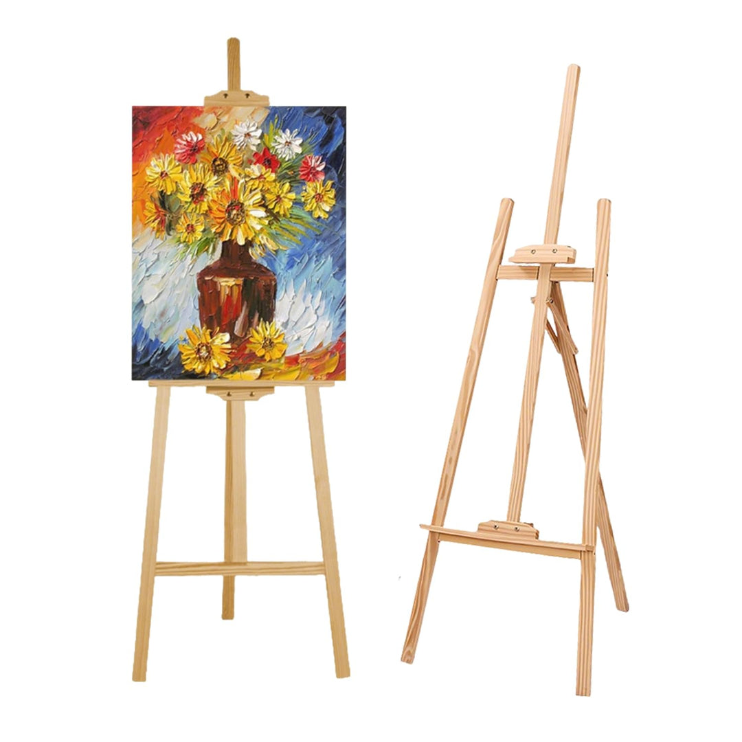 2PCS Staffelei Holz Gross,Staffelei Kinder,175 Cm Massivholz-Malstaffelei,Höhenverstellbare,Geeignet