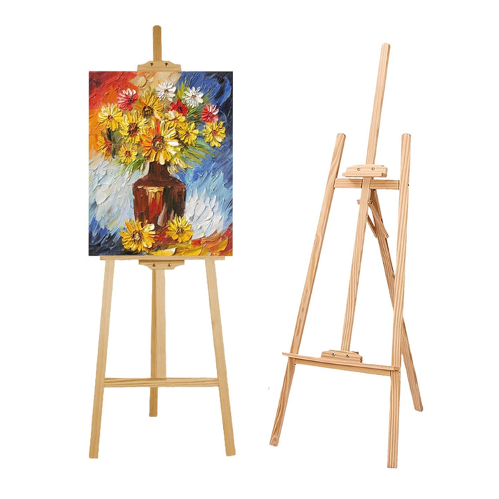2PCS Staffelei Holz Gross,Staffelei Kinder,175 Cm Massivholz-Malstaffelei,Höhenverstellbare,Geeignet