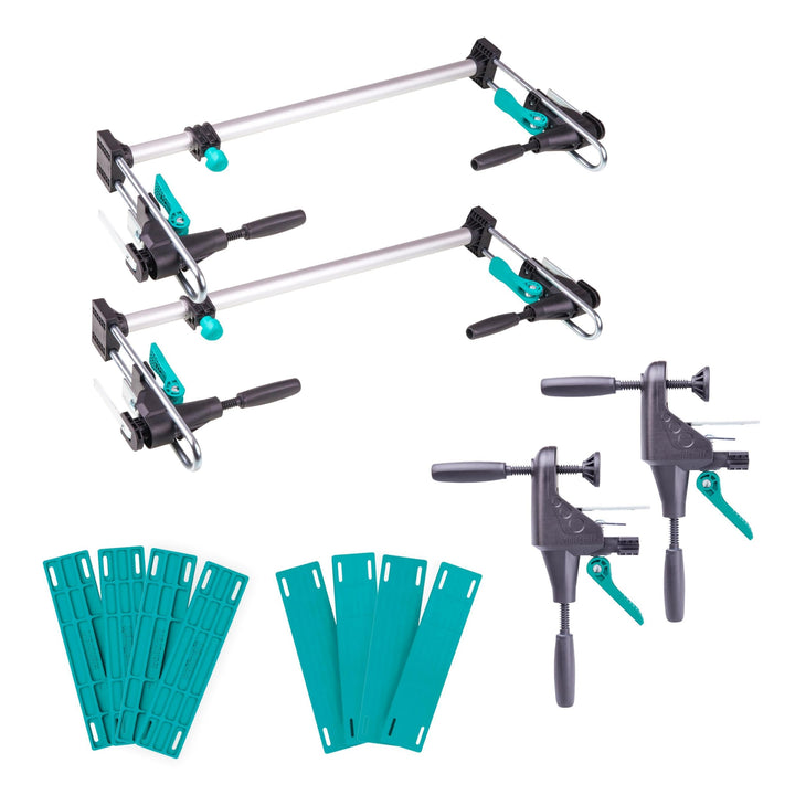wolfcraft 12-tlg. Türfutter-Montage-Set PRO - Zargenspanner Komplettset | Profi Einbauset für Türen