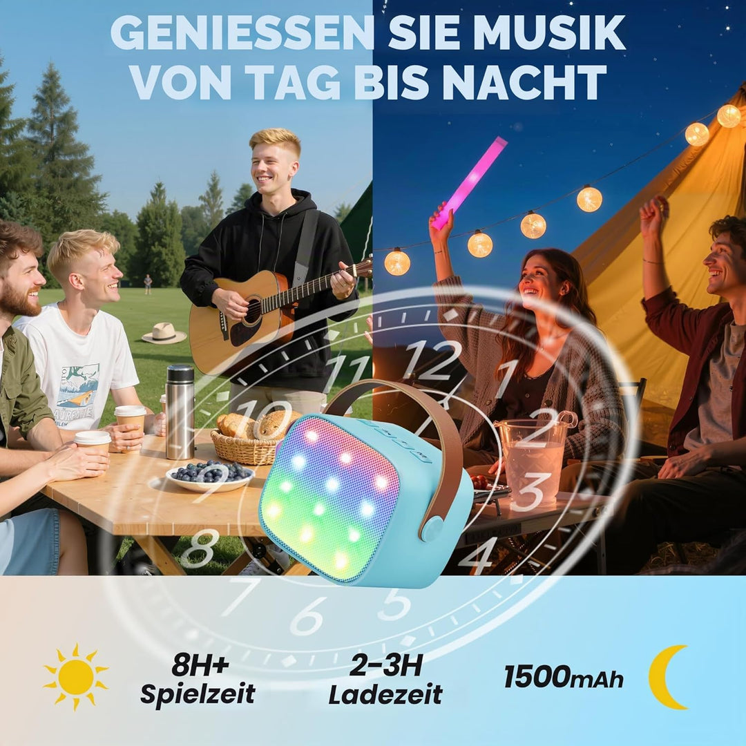 Karaoke Maschine Kinder Mini Karaoke Maschine mit 1 Mikrofon Bluetooth-Lautsprecher mit LED-Lichtern