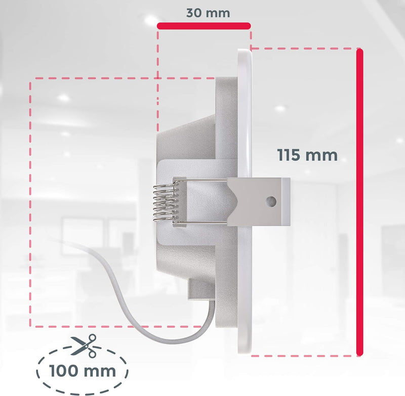 B.K.Licht - 6er Set Bad Einbaustrahler LED flach, warmweisse Lichtfarbe, Lochdurchmesser 100mm, LED