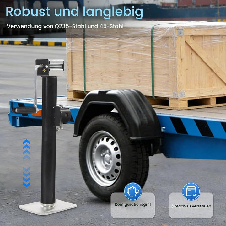 Anhängerstützen Höhenverstellbar, 380 mm Anhänger Stützen bis 5000lbs, Stützlast Ausdrehstütze Kurbe