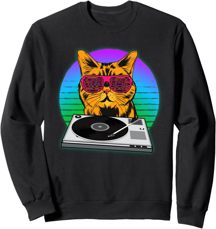 DJ I Discjockey I Cat Rave I Musik DJ Katzen Sweatshirt