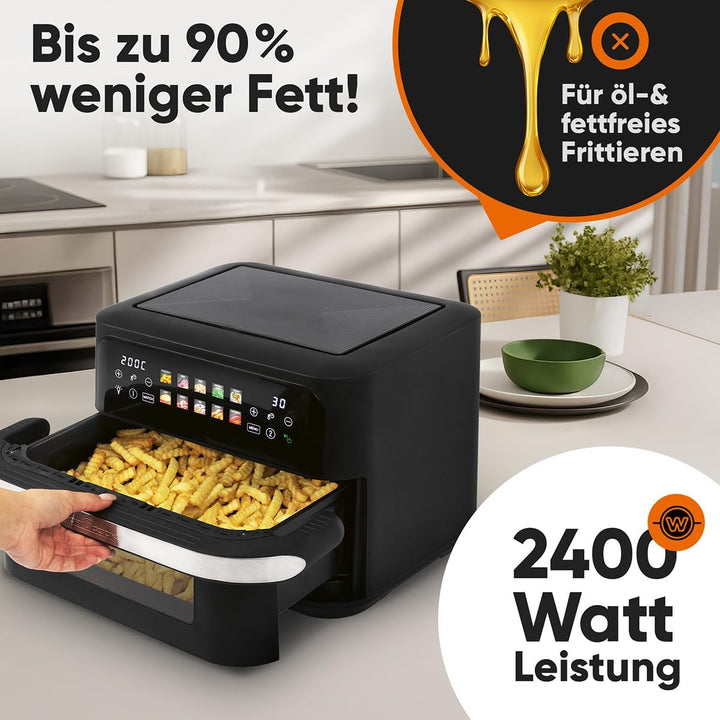 ProfiCook® XXL Heissluftfritteuse | 10L | Öl und Fettfrei | buntes Touch-Display | 2400W Airfryer |