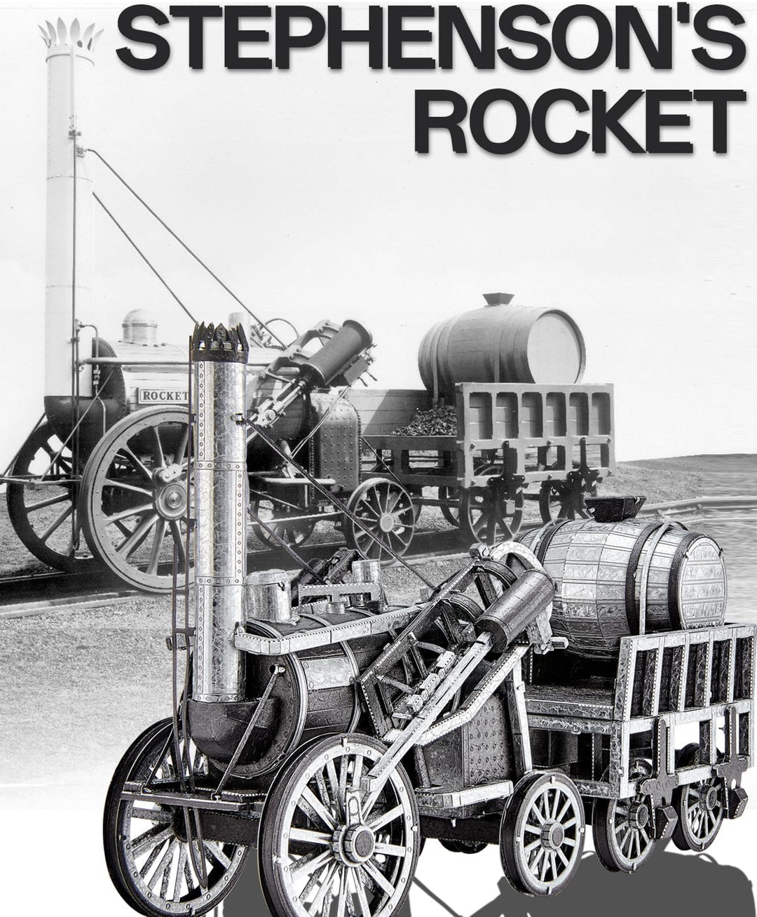 Piececool 3D Puzzle Metall Raketendampflokomotive, Klassischer Transport Handwerk Modellbausätze Ede