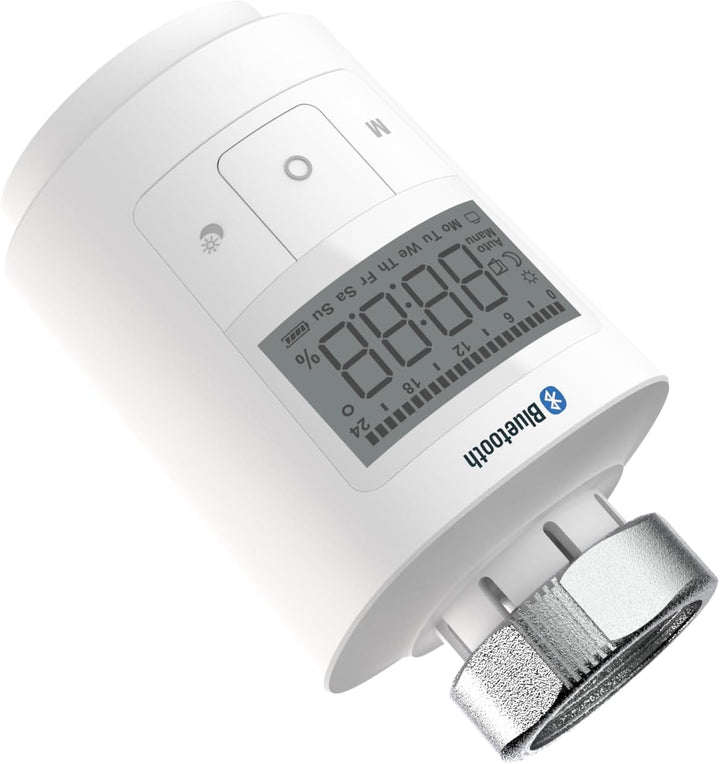 Elektronisches Heizkörperthermostat mit Bluetooth, Digitale Temperaturregelung per App, Weiss, Progr