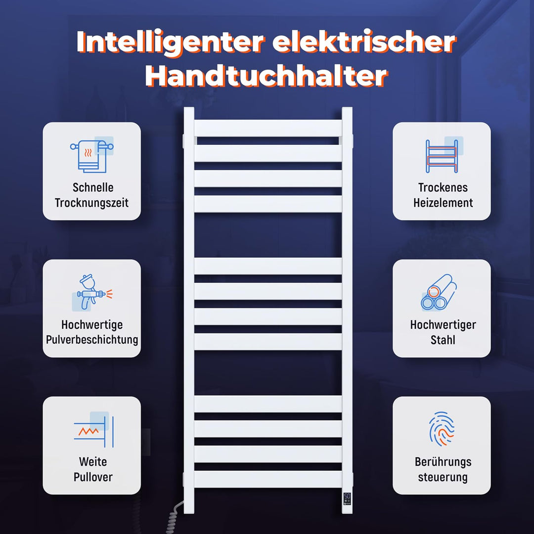 Elektrischer Handtuchhalter White Velvet Largo 500x1200 mit Sensor Links - Weiss in Perfektion, Elek