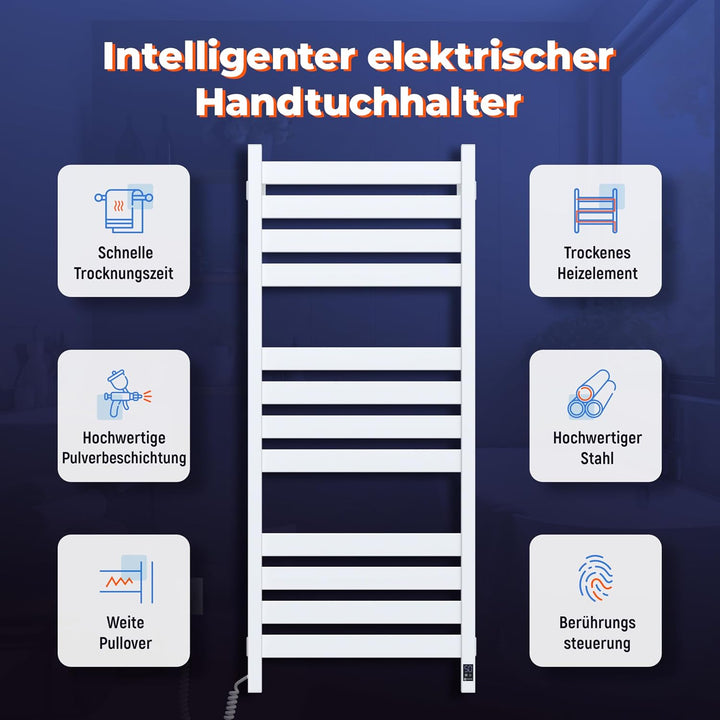 Elektrischer Handtuchhalter White Velvet Largo 500x1200 mit Sensor Links - Weiss in Perfektion, Elek