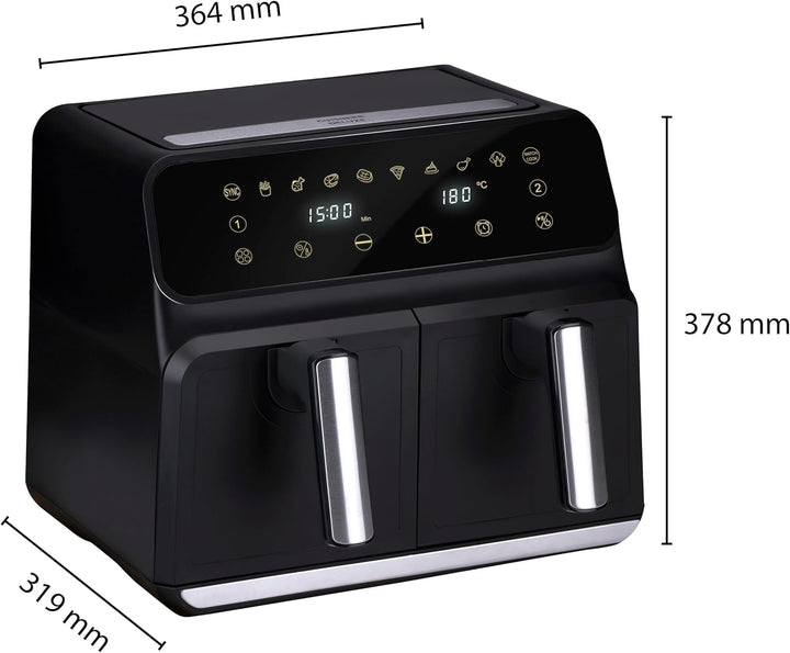 alpina Doppel Heissluftfritteuse 8L - Airfryer 1700W - Heissluftfritteuse für Braten, Frittieren und