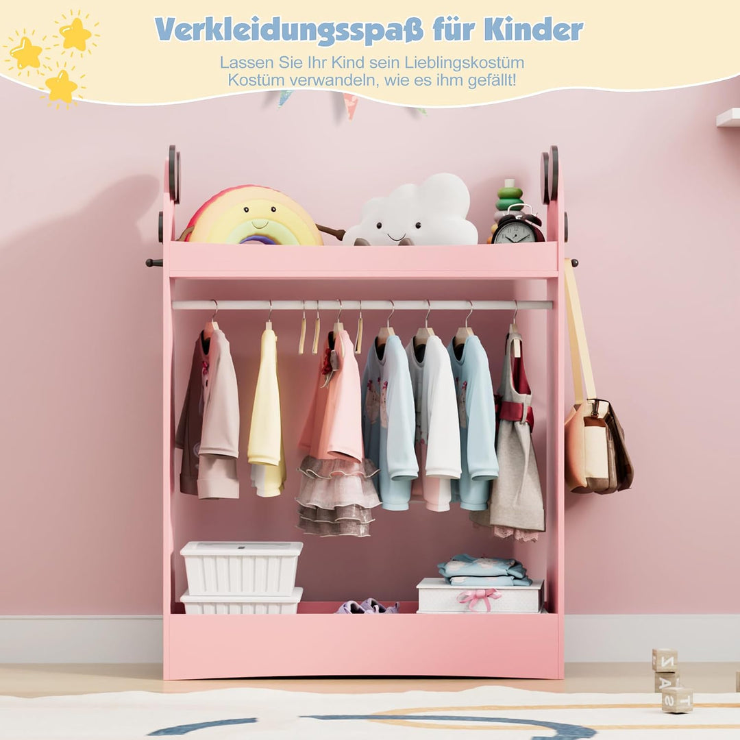 KEEPREAPER Kleiderständer Kinder Garderobenständer mit Ablagen, Spiegel und Haken Kleiderstange Gard