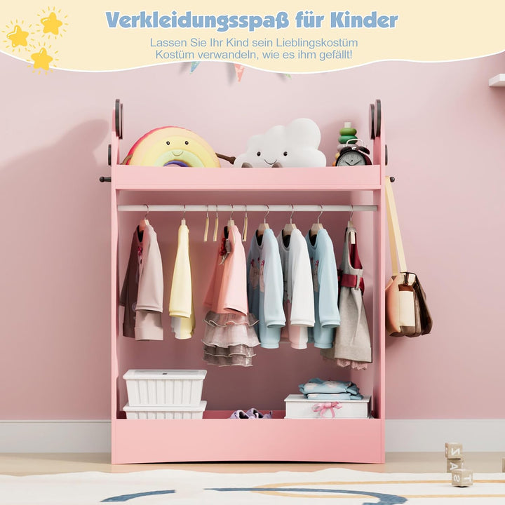 KEEPREAPER Kleiderständer Kinder Garderobenständer mit Ablagen, Spiegel und Haken Kleiderstange Gard