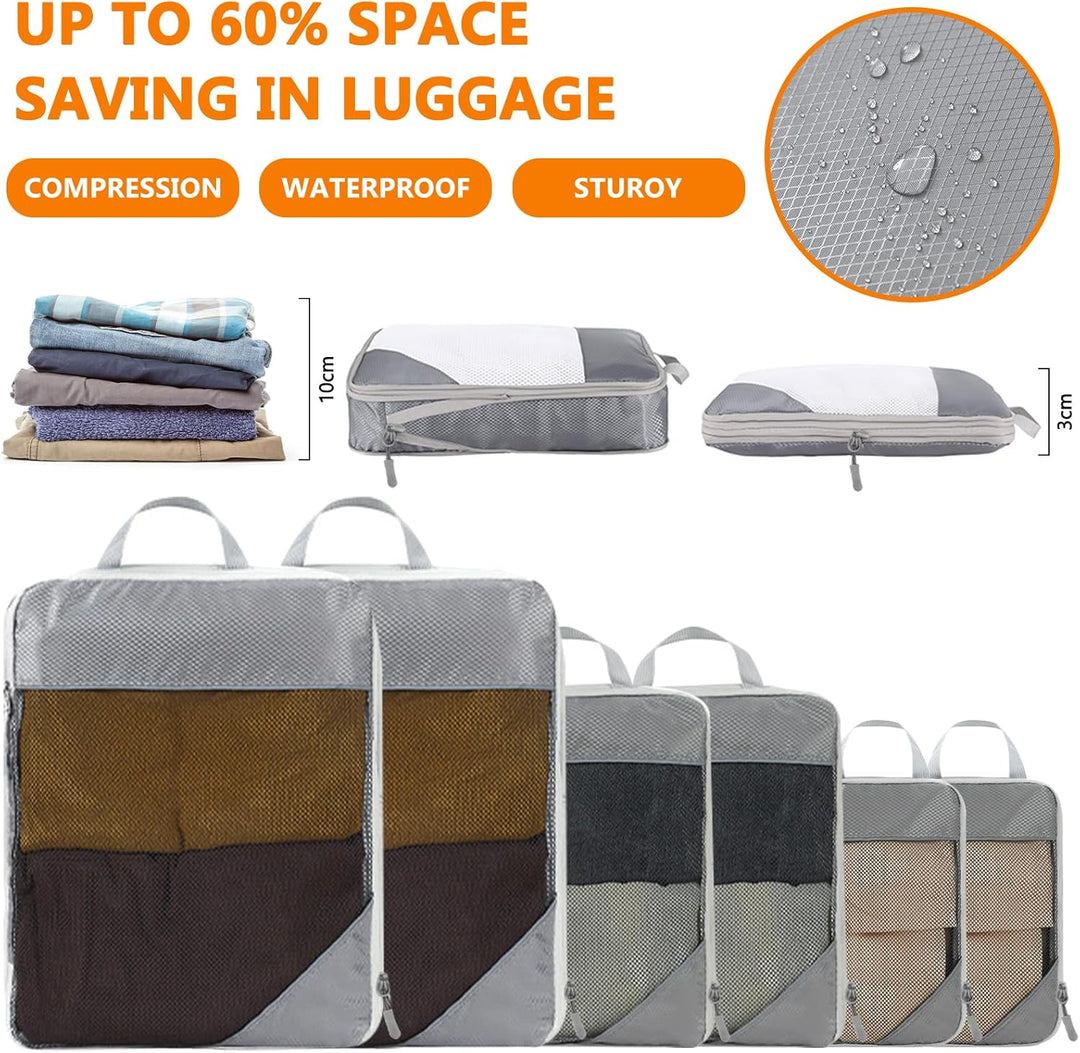 Vautvis Koffer Organizer Set, Packing Cubes Compression Backpack, Packwürfel Kompression, Koffer Org